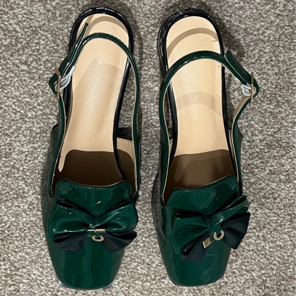 Paul Green Emerald Slingback Heels with Bow